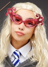 Luna Lovegood Style Bright Pink Sparkle Fancy Dress Cosplay Glasses