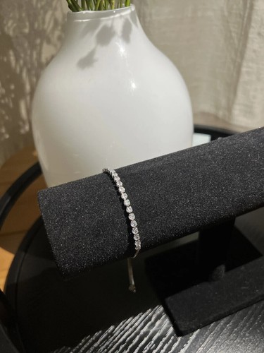 3.75Ct Round Cut Natural Diamond Adjustable Bolo Bracelet Women's 18K White Gold - Picture 3 of 11