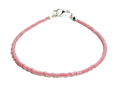 Modern Rose Pink Dainty Seed Bead Stacker Bracelet / Boho Anklet / Necklace - Picture 9 of 10