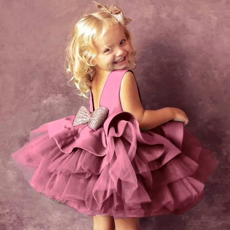 Newborn Girls Clothes Big Bowknot Formal Baby Girl Birthday Party