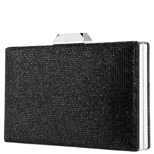 Rhinestone Evening Clutch Party Prom Bridal Bag Sparkly Black