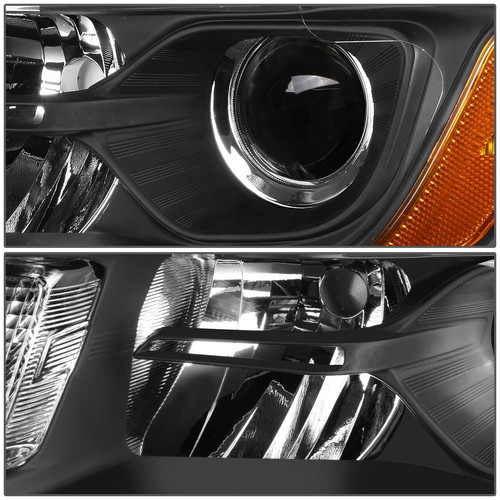 FOR 2014-2016 JEEP GRAND CHEROKEE WK2 PAIR PROJECTOR HEADLIGHT/LAMPS BLACK/AMBER - Picture 3 of 7