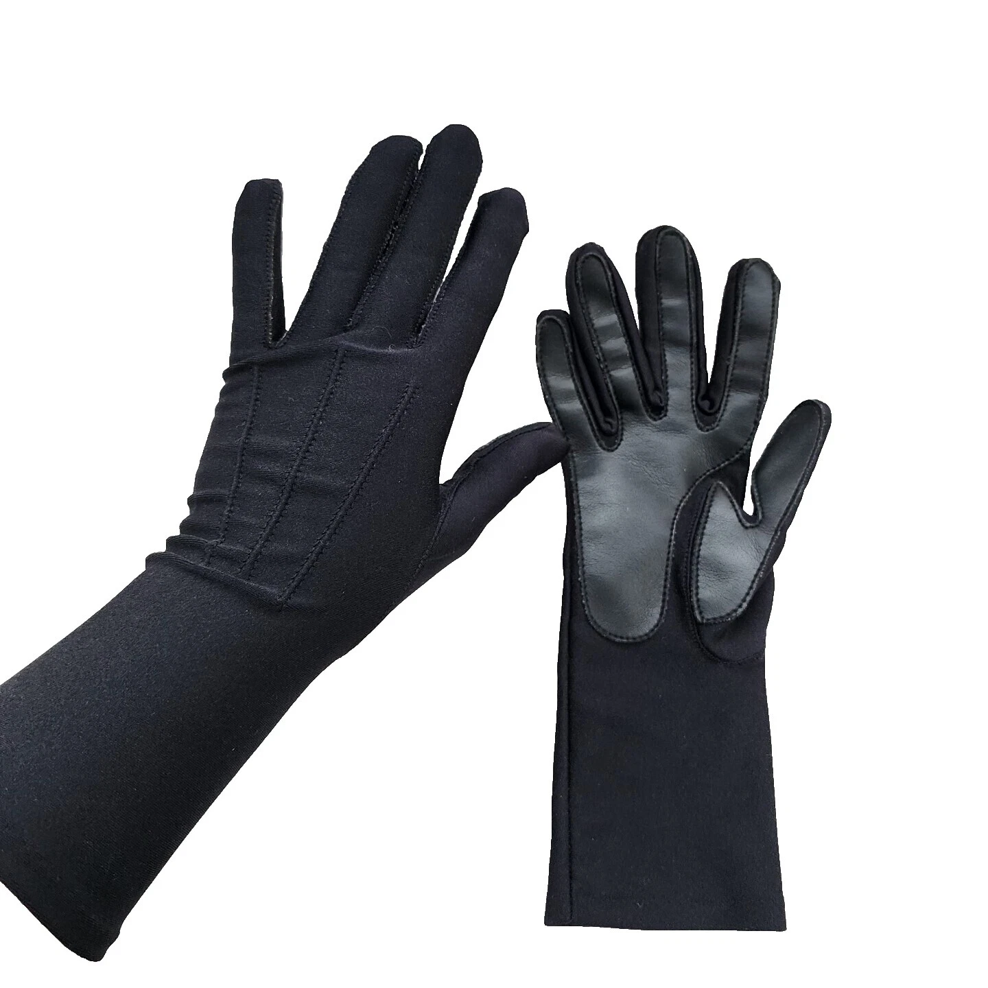 Faux Leather Black Vintage Gloves
