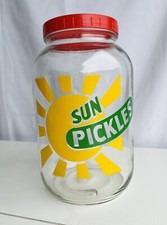 Vintage Glass Solar Sun Pickles Jar Canister large plastic lids