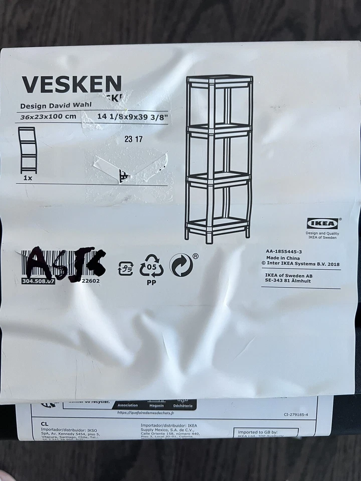 IKEA Nuevo En Caja VESKENS Unidad de Estantería, Negro, 14 1/2x9 1/8x39 5/8 " Foto 3 de 4