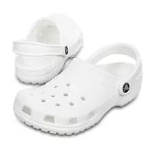Crocs White Unisex Adult Classic Slip On Sandals Ultra Light Water-Friendly
