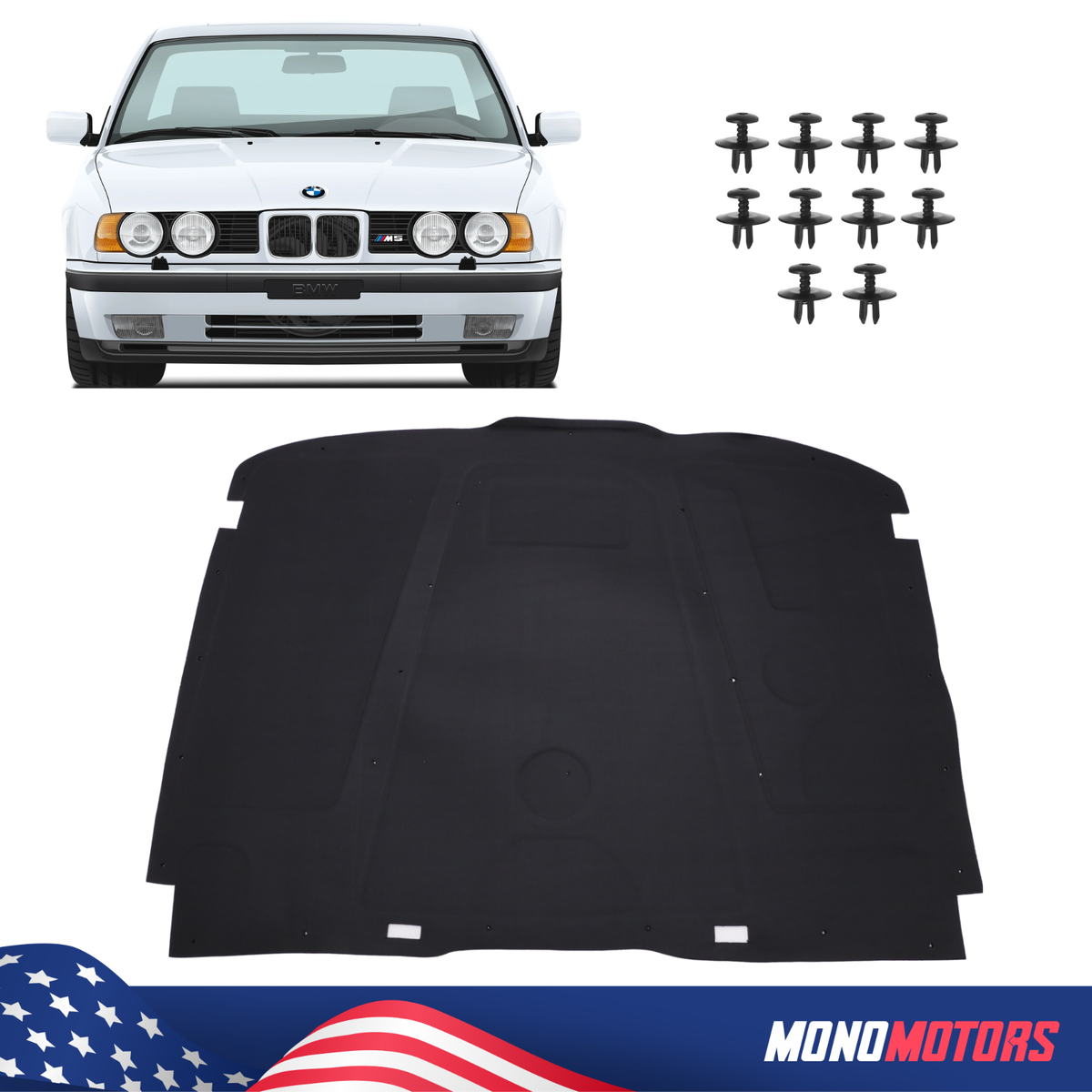 HOOD HEAT INSULATION PAD RIVETS FOAM PAD For BMW E34 FREE 3-5 DAYS