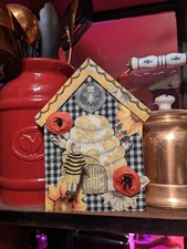 mixed media art folk primitive bee boy bumble garden hive winged whimsical farm