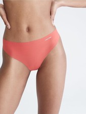 Calvin Klein Women's Invisibles Thong Panty, Cool Melon, XL