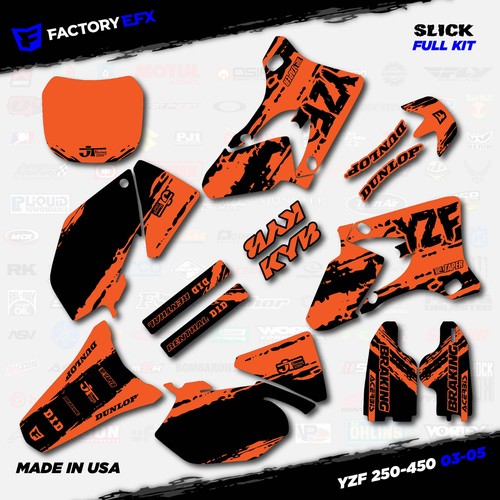 Black & Orange Slick Graphic Kit fits Yamaha YZ250F YZ450F 03-05 YZF 250 450 - Picture 4 of 5