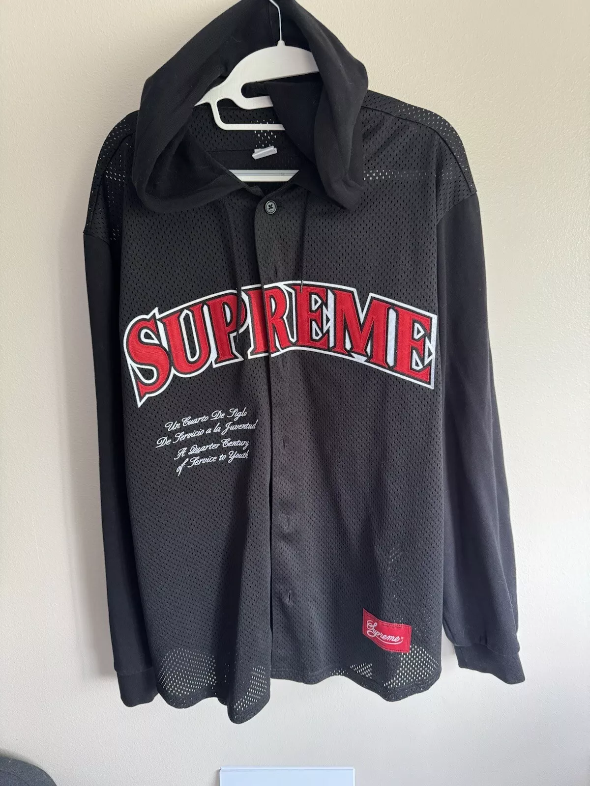 Maillot de baseball à capuche Supreme Mesh L/S grand
