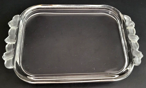 Vintage Clear Glass with Satin Handles Creamer Sugar Bowl Tray 3 Pc Set Germany - Picture 6 of 6