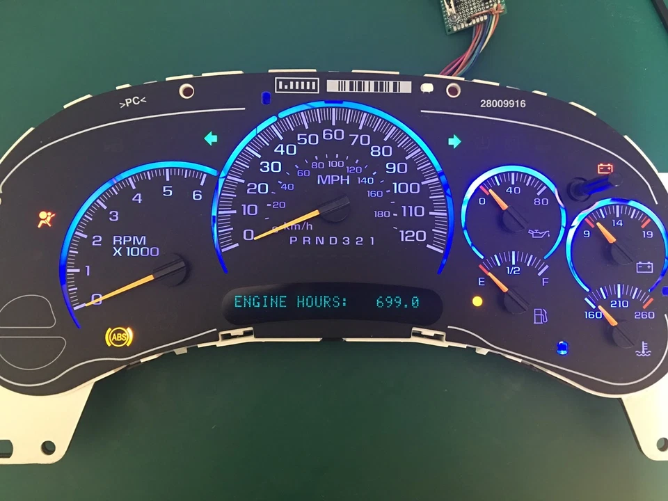 蓝色 LED 2006 雪佛兰 Silverado GMС Sierra Reman 仪表盘簇 47k — 第 2/2 张图片