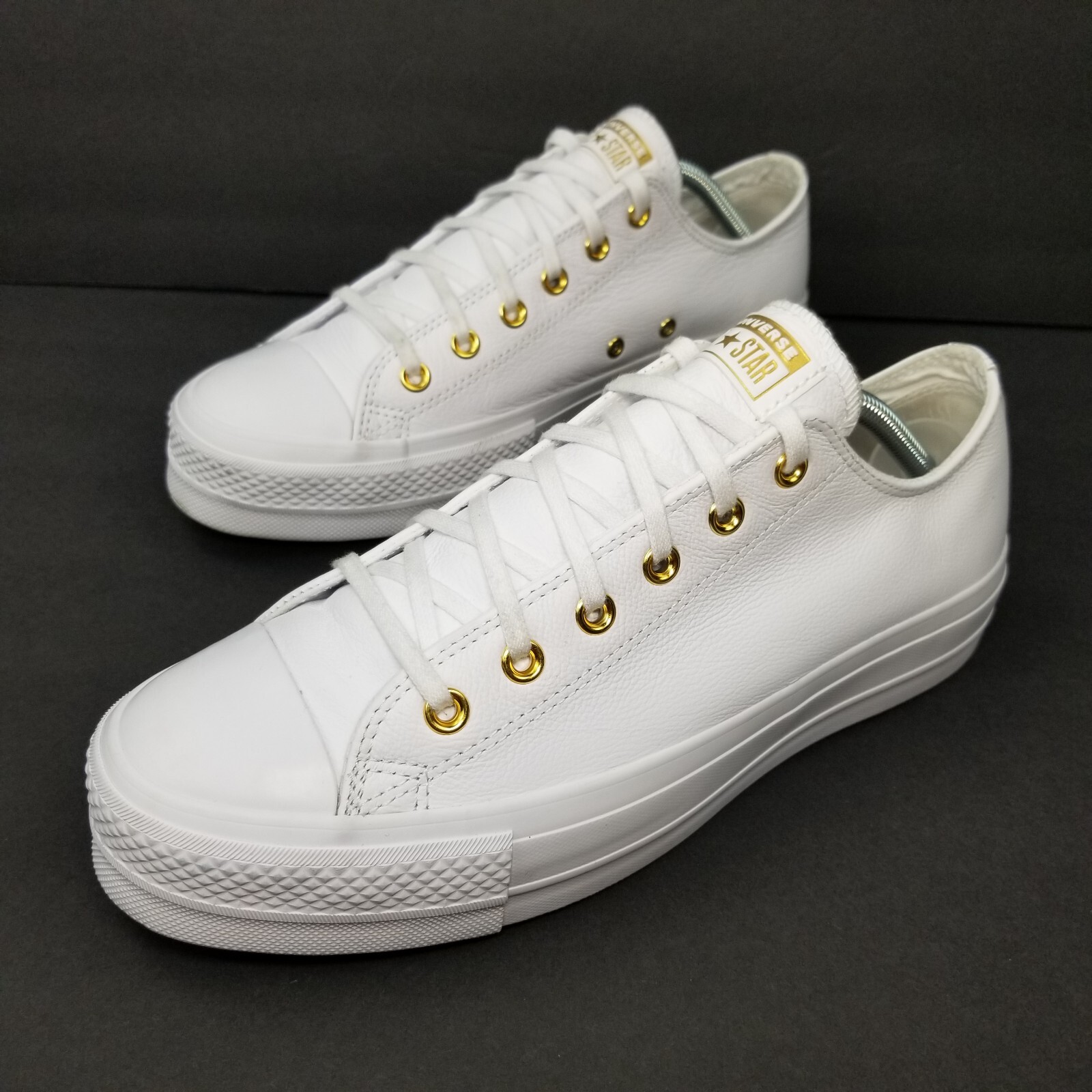 Rare Converse Chuck Taylor All Star White Leather Womens 11 Platform Shoes  Gold | eBay