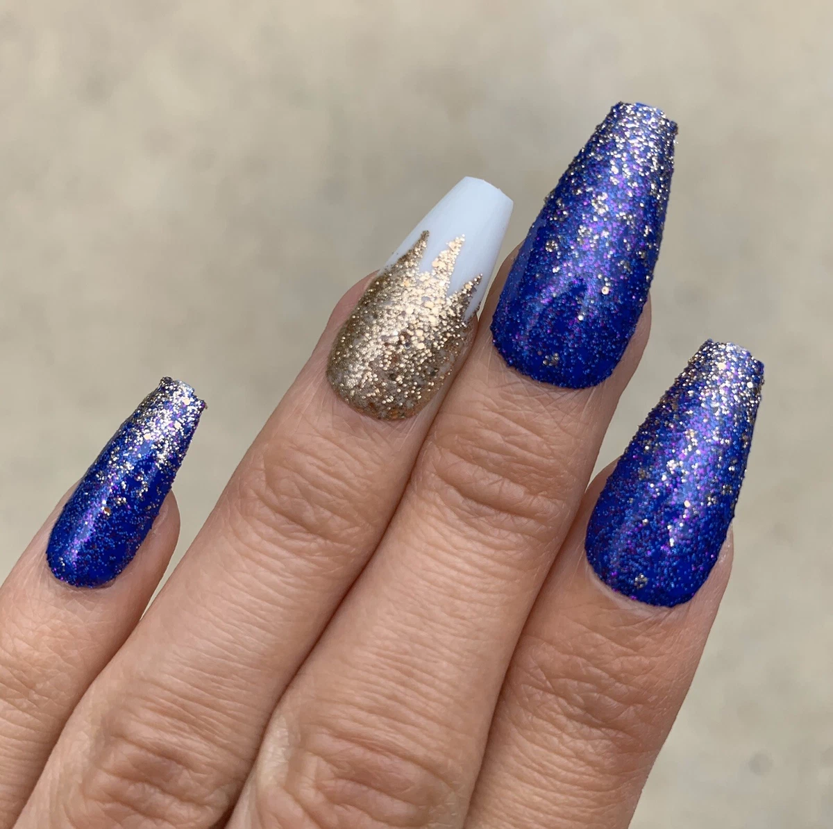Blue and outlet gold nails