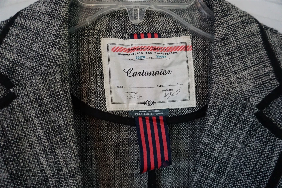 Blazer Anthropologie Cartonnier para mujer negro blanco un botón talla 10 Foto 2 de 4
