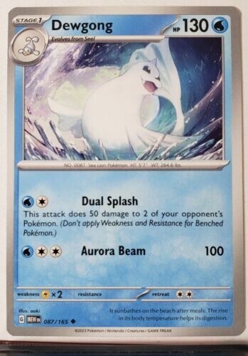 Dewgong Pokemon TCG Card 087/165