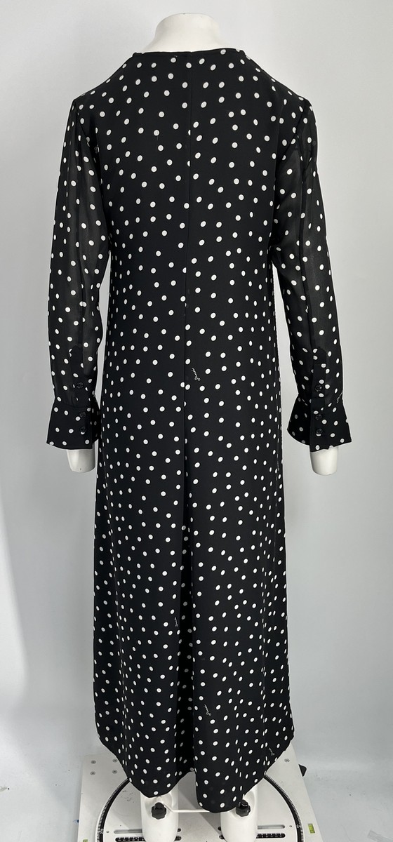 ワンピース Tiered Polka-Dot Long Dress black M Black Polka Dot Dress - Ruffled Maxi Dress - Maxi Dress - Lulus