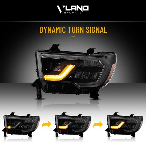 VLAND LED Reflector Headlights For 2007-2013 Tundra Sequoia 2008-2017 Sequential - Picture 4 of 13