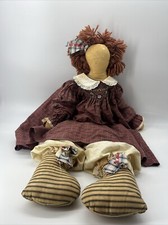 Vtg Rag Doll Primitive Folk Art Handmade Cloth Prairie Dress Country Unbranded