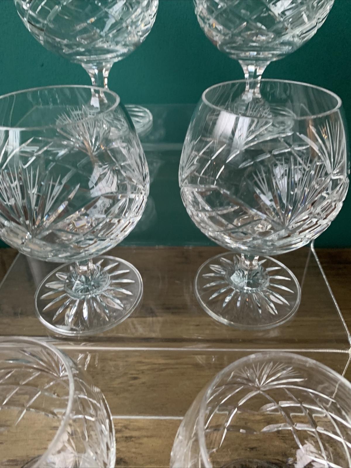 Vintage Crystal Brandy Glasses Clear Cut Glass Set of 6 eBay