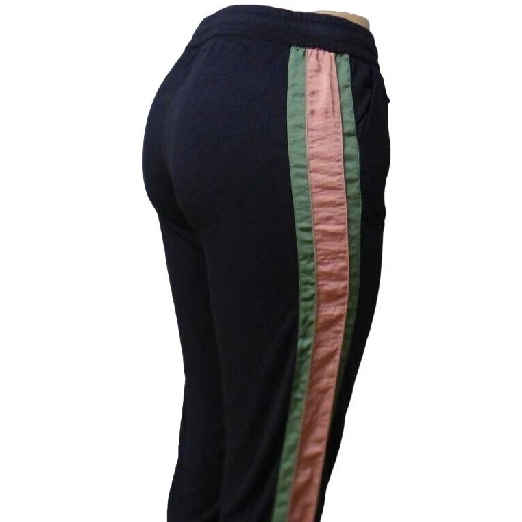 P.J. Pantalones de salón Salvage para mujer satinados a rayas laterales con bandas, pizarra, talla S Foto 3 de 4