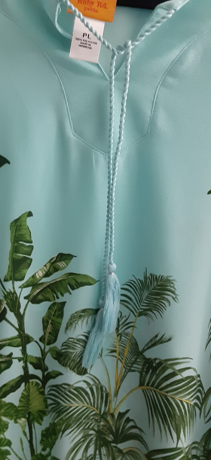 Ruby Rd Paradise Palms Tunic Aqua Pullover Blouse… - image 6