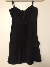Reformation Womens Black Spaghetti Strap Tie Top Mini Dress With Pockets Sz 2