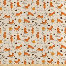 Katze Satin Stoff als Meterware Kitties Doing Yoga Paws