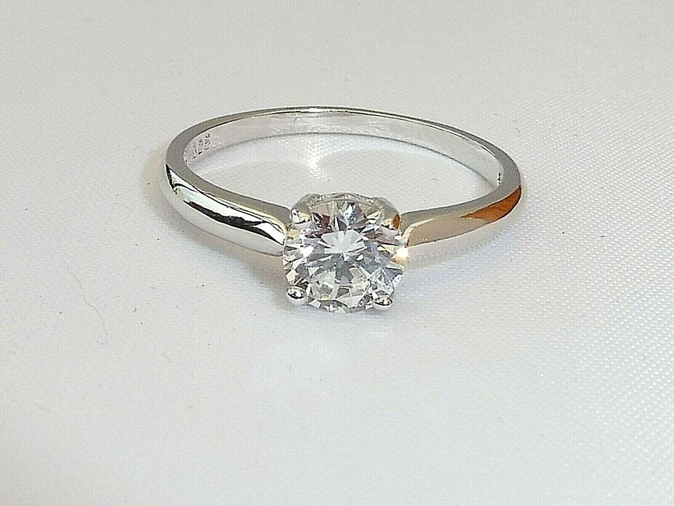 Donna Anello solitario in oro bianco con zaffiro a taglio brillante da 0,75 ct - Immagine 4 di 4