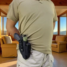 US Tactical Right Hand Belt Gun Holster OWB Handgun Holder with Magazine Pouch