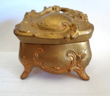 Antique W B Mfg Weidlich Bros Art Nouveau Jewelry Casket Trinket Coffin Box Gold