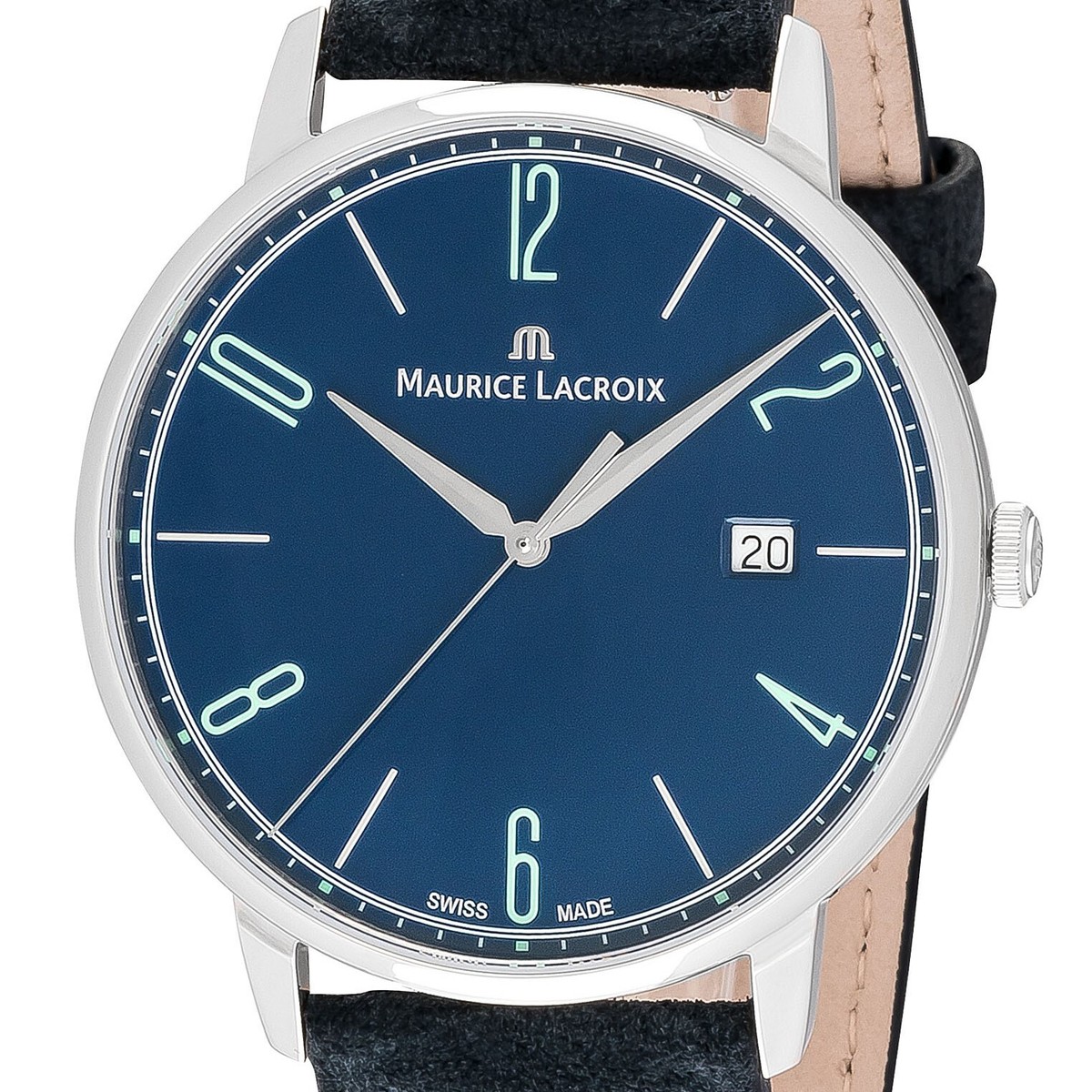 Maurice Lacroix Eliros Date BLUE Herren-Armbanduhr Lederband