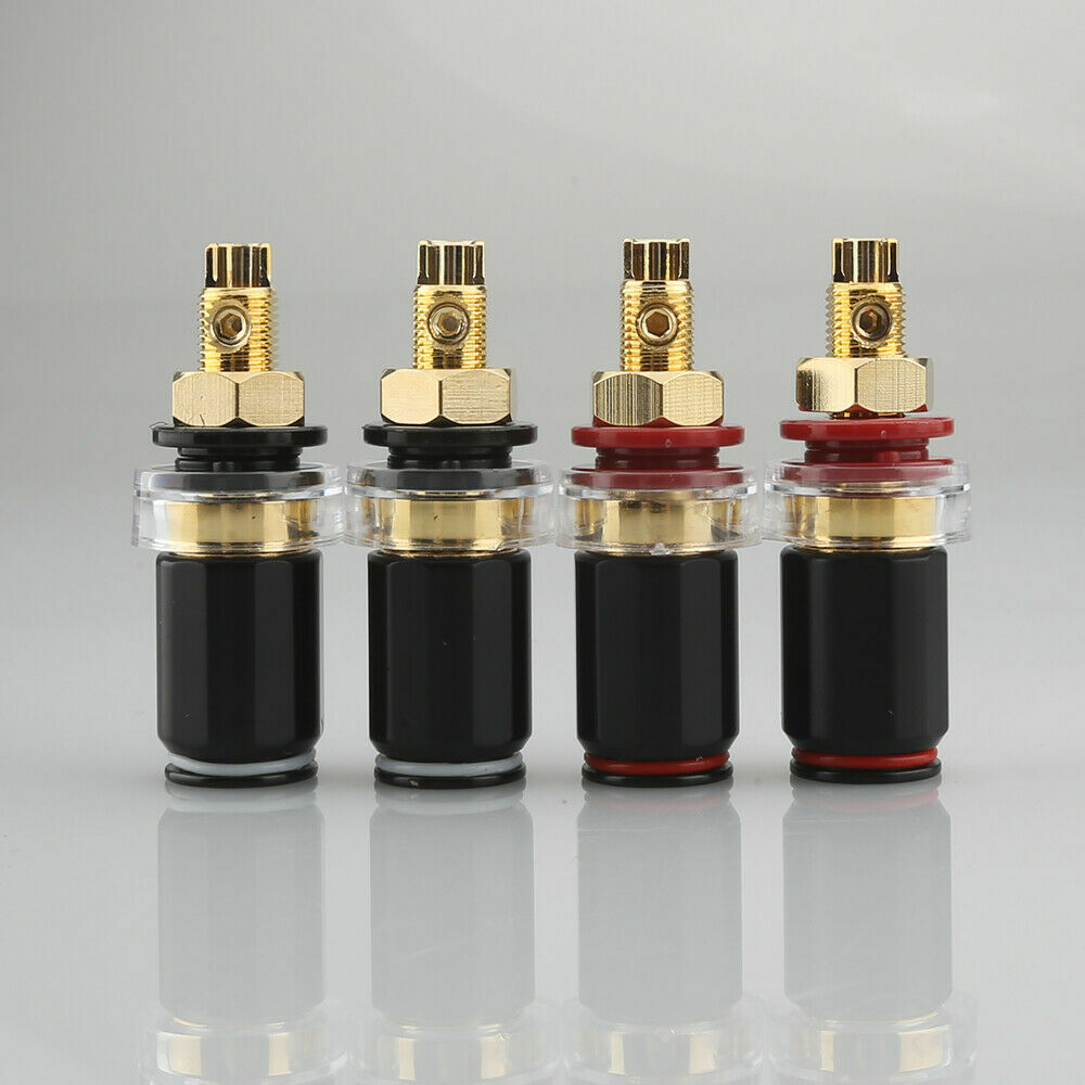 4x HiFi Speaker Binding Post Copper Female Jack Banana Connector Socket  Terminal