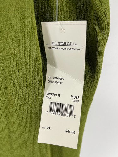 NST Elementz Women's Plus Olive Green Sleeveless Stretch Knit Shirt Top Size 2X - Picture 3 of 11