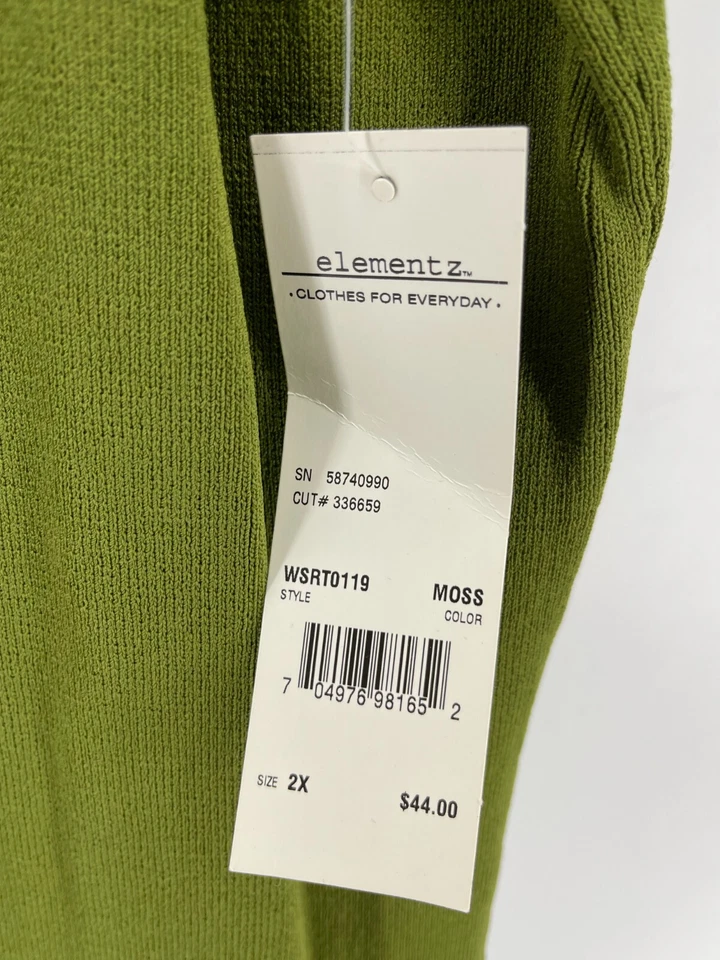 NST Elementz Women's Plus Olive Green Sleeveless Stretch Knit Shirt Top Size 2X - Image 3 of 4