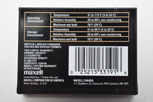 Maxell HS-4/90S 4MM Data Cartridge Tape 2.0 Gigabytes Sealed - Picture 3 of 5