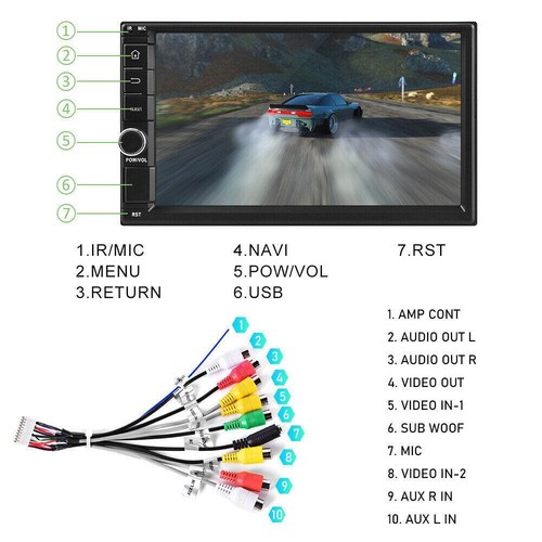 Android 11 Car Stereo GPS Navigation Radio Player Double 2 Din WIFI 1+16G7 Inch - Picture 9 of 12