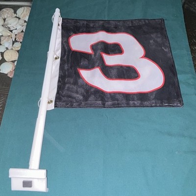 Vintage Dale Earnhardt Sr #3 NASCAR Double-Sided Car Window Flag With Mounting P