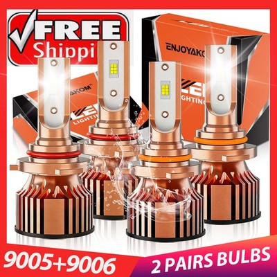 For GMC Yukon 1992-2006 9005 9006 LED Headlight Bulbs Hi&Low Beam Super Bright