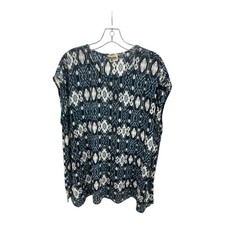 Show Me Your Mumu Princess Plum Faith Medium Blue White Geometric AOP Tunic