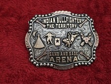X Treme INDIAN TERRITORY BULLFIGHTING RODEO CHAMPION TROPHY BUCKLE  Rare  845