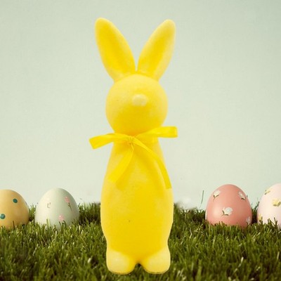 Osterhase Figur beflockter Hase Tischplatte Statue Deko Schaumstoff Skulptur