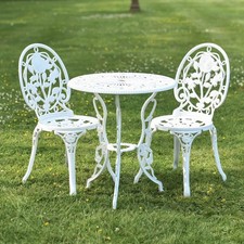 Cast Aluminium "Bouquet" White Two Seater Bistro Set