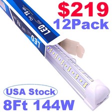 144W 8FT LED Tube Light Bulbs Integrate 4-Row V Shaped LED Shop Light Fixture