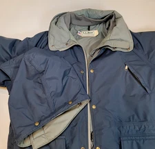 VTG LL Bean Maine Warden Parka Hooded Coat Blue L GoreTex Thinsulate Made In USA