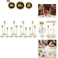 Gold Metal Elegant Candlestick Holders Set of 12