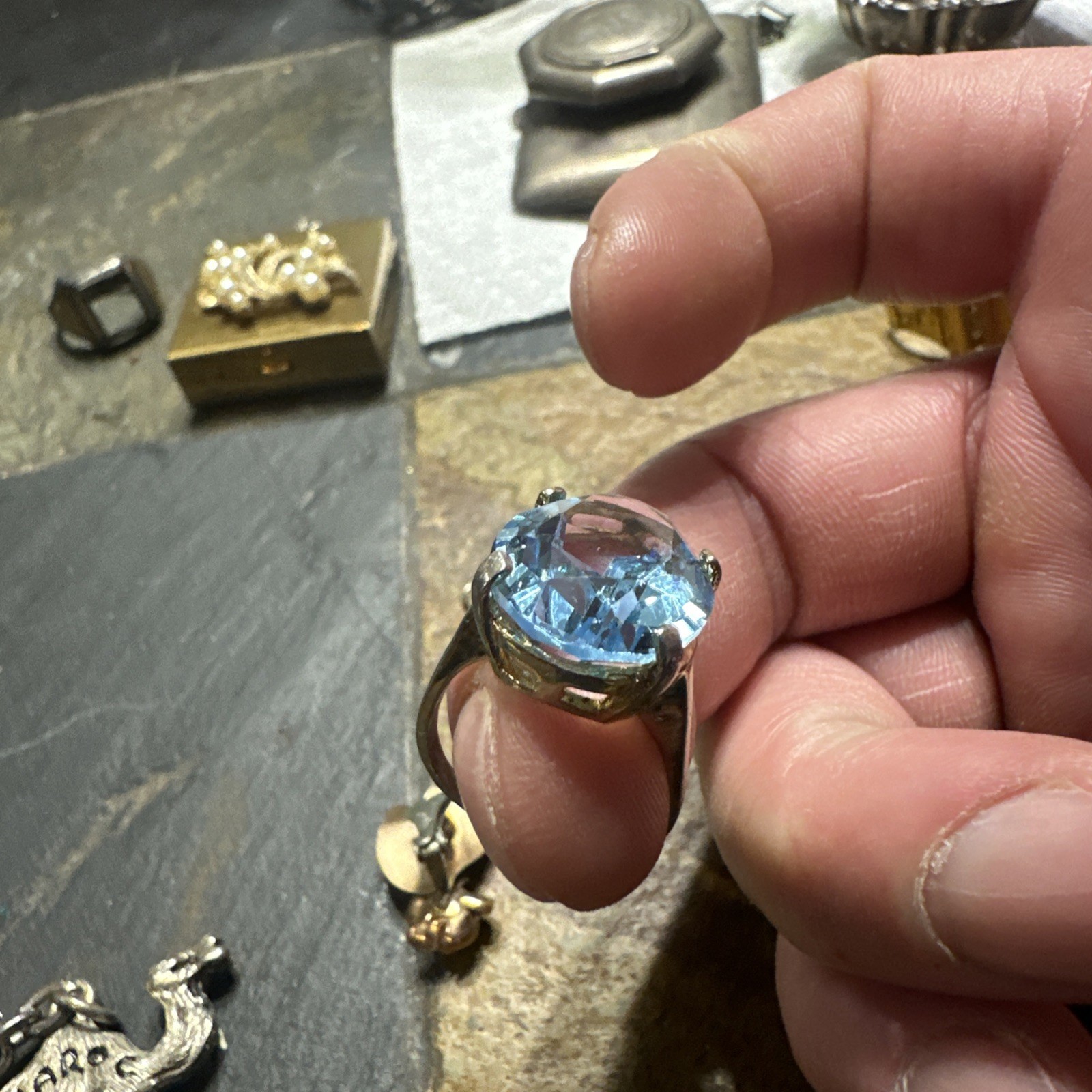 Large Statement Ring Featuring Large Blue Topaz - image 4