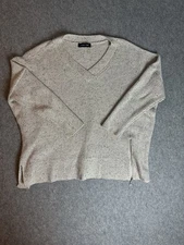 Ivanka Trump Beige V-Neck Knit Sweater with Side Zipper Size L-XL Womens