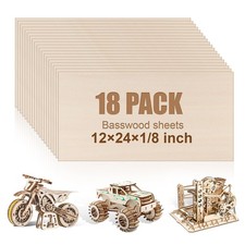 18 Pack 12x24x1/8 Inch Basswood Sheets, Large Size Basswood for Laser Cutting...